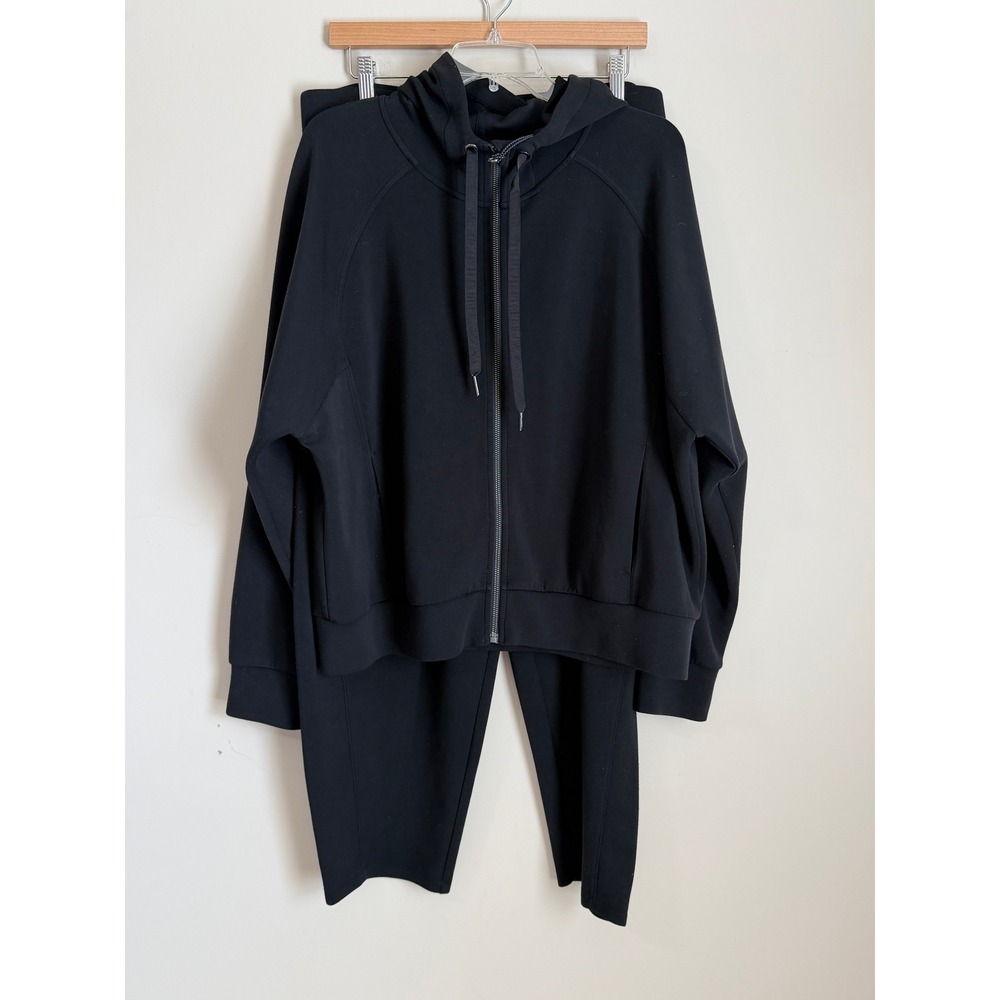 Spanx AirEssentials Hoodie Pants Set Womens 1X Black Full Zip Lounge 2-Piece